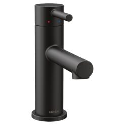 Moen Align Matte Black Single hole 1-handle WaterSense Low-arc Residential Handle Bathroom Sink Faucet with Drain with Deck Plate