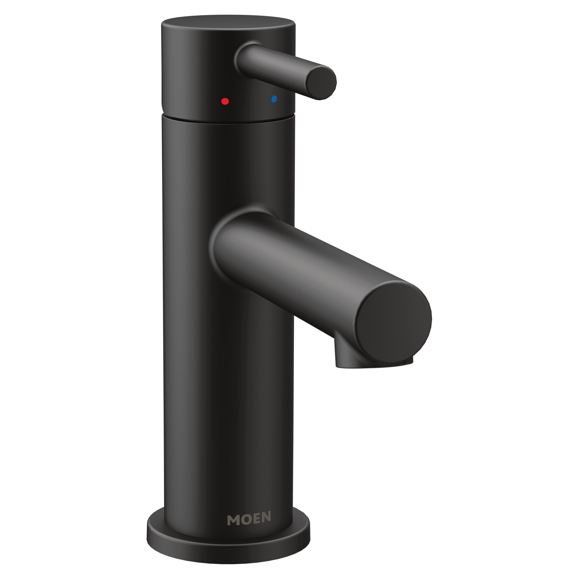Moen Align Matte Black Single hole 1-handle WaterSense Low-arc Residential Handle Bathroom Sink Faucet with Drain with Deck Plate