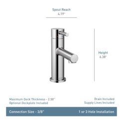 Moen Align Matte Black Single hole 1-handle WaterSense Low-arc Residential Handle Bathroom Sink Faucet with Drain with Deck Plate