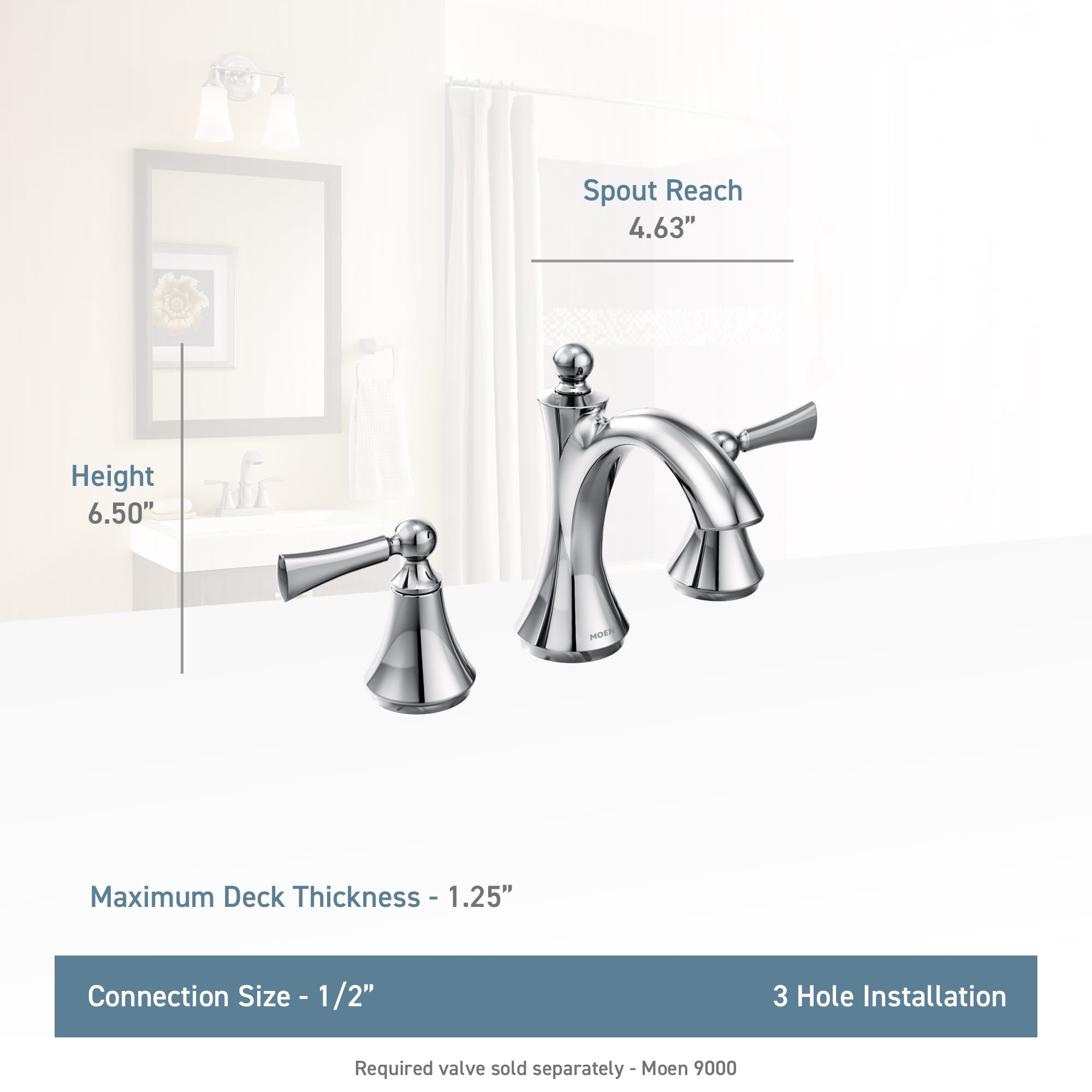 Moen Wynford Brushed Nickel Widespread 2-handle WaterSense High-arc Commercial/Residential Handle Bathroom Sink Faucet with Drain