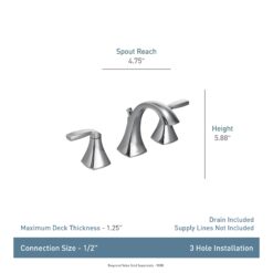 Moen Matte Black Widespread 2-handle WaterSense Mid-arc Commercial/Residential Handle Bathroom Sink Faucet with Drain