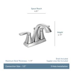 Moen Matte Black 4-in centerset 2-handle WaterSense High-arc Commercial/Residential Handle Bathroom Sink Faucet with Drain with Deck Plate