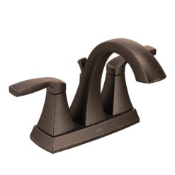 Moen Oil Rubbed Bronze 4-in centerset 2-handle WaterSense High-arc Commercial/Residential Handle Bathroom Sink Faucet with Drain with Deck Plate