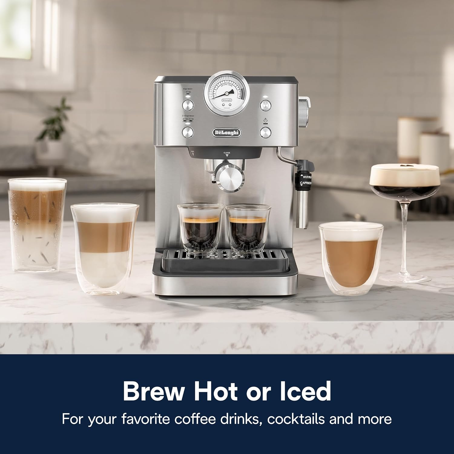 De’Longhi Classic Espresso Machine with Milk Frother, 15-Bar Pump & Temperature Control - Barista Coffee Maker Kit for Espresso, Latte, Cappuccino & Iced