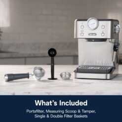 De’Longhi Classic Espresso Machine with Milk Frother, 15-Bar Pump & Temperature Control - Barista Coffee Maker Kit for Espresso, Latte, Cappuccino & Iced