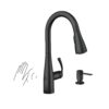 Moen Essie Matte Black Single Handle Deck-mount Touchless Pull-down Kitchen Faucet with Sprayer (Includes Deck Plate) (Includes Soap Dispenser)