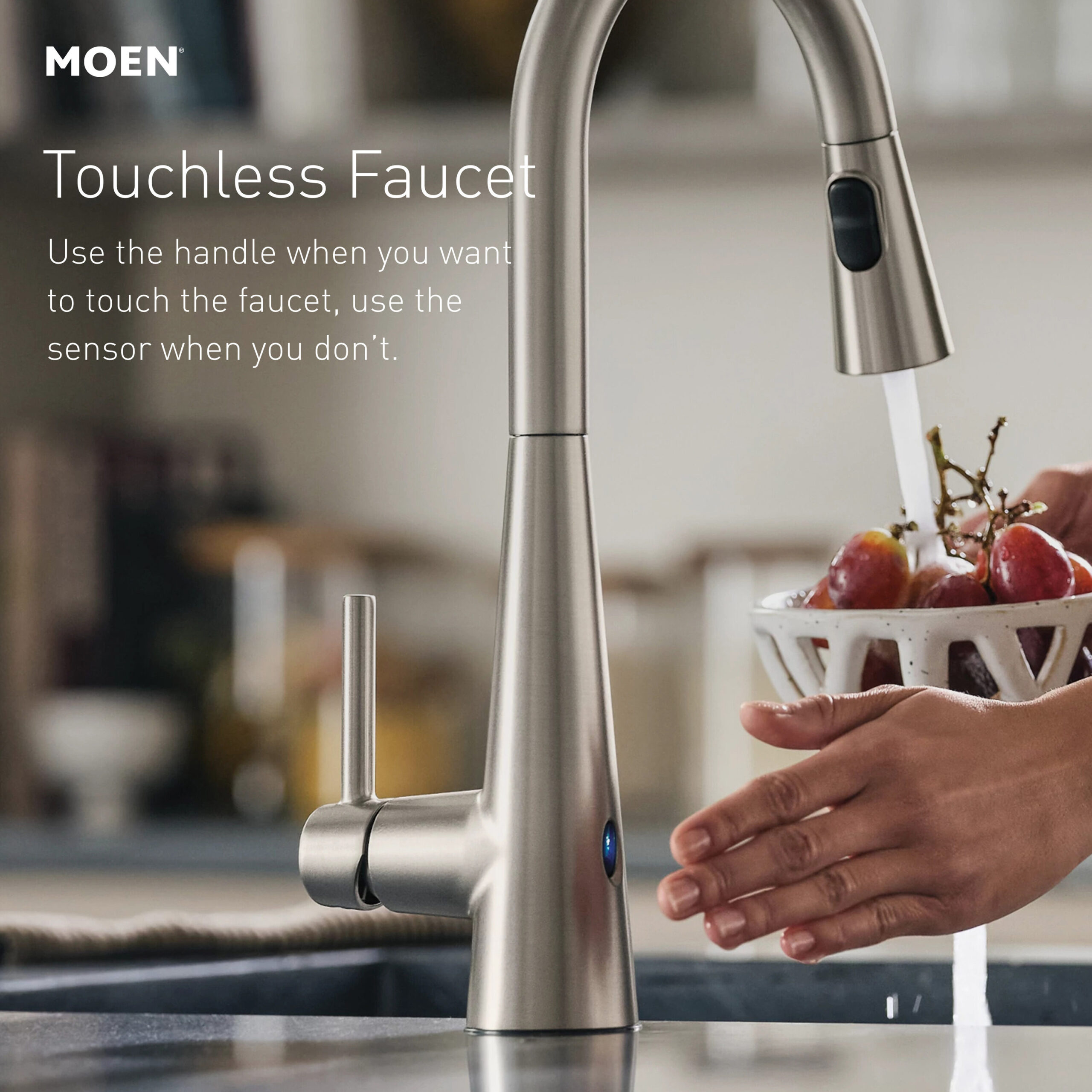 Moen Essie Matte Black Single Handle Deck-mount Touchless Pull-down Kitchen Faucet with Sprayer (Includes Deck Plate) (Includes Soap Dispenser)
