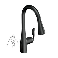 Moen Arbor Matte Black Single Handle Deck-mount Pull-down Kitchen Faucet with Sprayer (Includes Deck Plate)