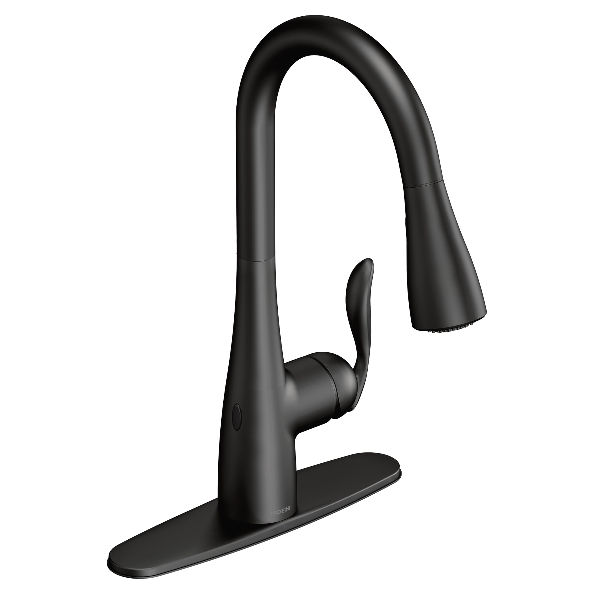Moen Arbor Matte Black Single Handle Deck-mount Pull-down Kitchen Faucet with Sprayer (Includes Deck Plate)