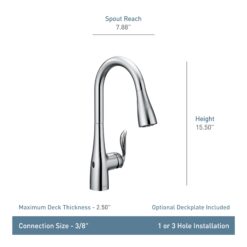 Moen Arbor Matte Black Single Handle Deck-mount Pull-down Kitchen Faucet with Sprayer (Includes Deck Plate)