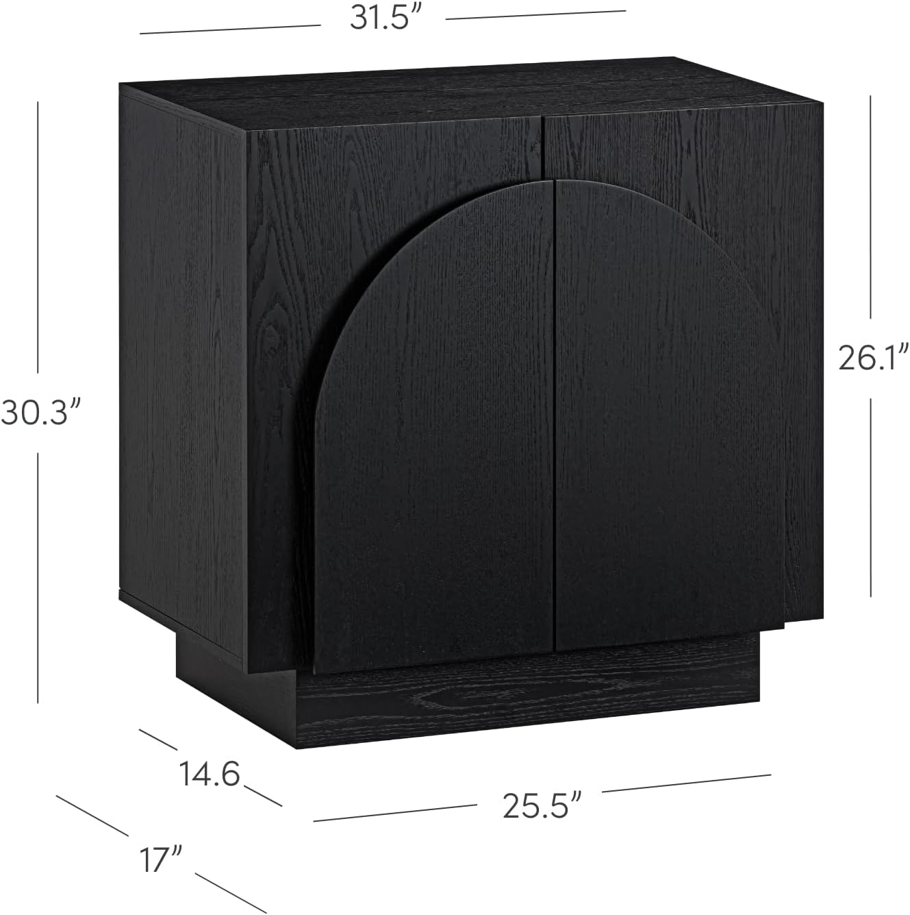 Nathan James Iris Mid-Century Modern Credenza, Black Sideboard Buffet, Living Room Wood Storage Cabinet with Arched Cabinet Doors, Black Credenza Cabinet for Kitchen or Living Room, Black Oak