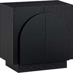 Nathan James Iris Mid-Century Modern Credenza, Black Sideboard Buffet, Living Room Wood Storage Cabinet with Arched Cabinet Doors, Black Credenza Cabinet for Kitchen or Living Room, Black Oak