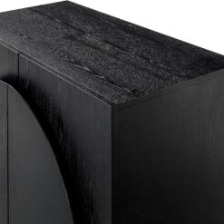 Nathan James Iris Mid-Century Modern Credenza, Black Sideboard Buffet, Living Room Wood Storage Cabinet with Arched Cabinet Doors, Black Credenza Cabinet for Kitchen or Living Room, Black Oak