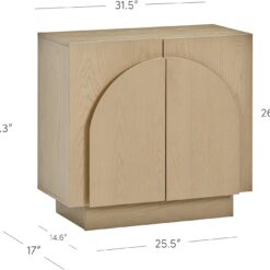 Nathan James Iris Mid-Century Modern Credenza, Light Brown Sideboard Buffet, Living Room Wood Storage Cabinet with Arched Cabinet Doors, White Oak