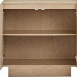 Nathan James Iris Mid-Century Modern Credenza, Light Brown Sideboard Buffet, Living Room Wood Storage Cabinet with Arched Cabinet Doors, White Oak