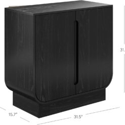 Nathan James Joey Mid Century Modern Storage Cabinet, Arched Accent Cabinet with Rounded Bottom Edges and Integrated Door Pull Cutouts, Black Oak
