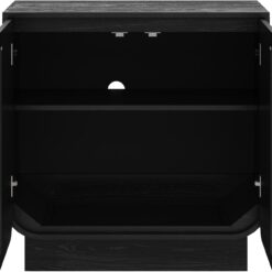 Nathan James Joey Mid Century Modern Storage Cabinet, Arched Accent Cabinet with Rounded Bottom Edges and Integrated Door Pull Cutouts, Black Oak