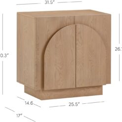 Nathan James Iris Mid-Century Modern Credenza, Brown Sideboard Buffet, Living Room Wood Storage Cabinet with Arched Cabinet Doors, Raw Oak