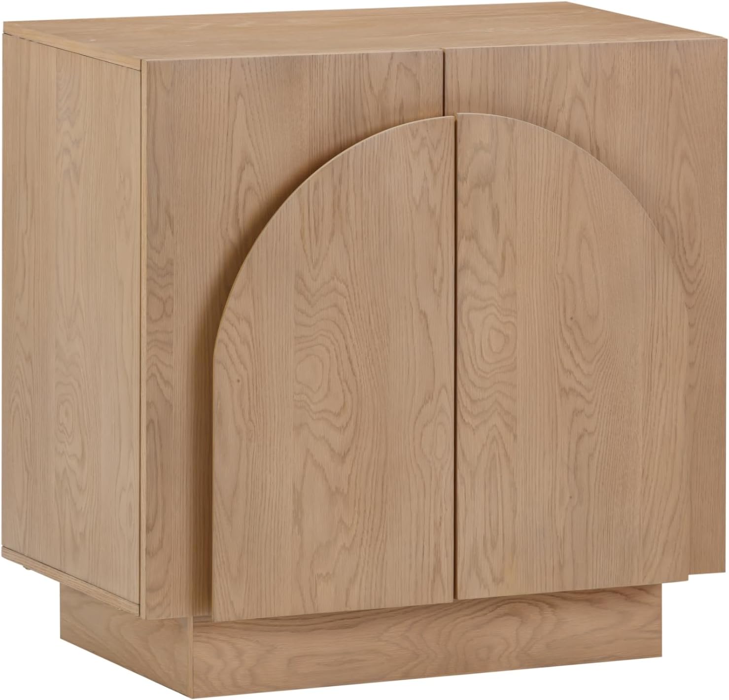 Nathan James Iris Mid-Century Modern Credenza, Brown Sideboard Buffet, Living Room Wood Storage Cabinet with Arched Cabinet Doors, Raw Oak