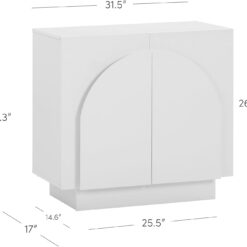 Nathan James Iris Mid-Century Modern White Wood Credenza with Arched Cabinet Doors for Living Room