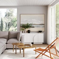 Nathan James Iris Mid-Century Modern White Wood Credenza with Arched Cabinet Doors for Living Room