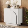 Nathan James Iris Mid-Century Modern White Wood Credenza with Arched Cabinet Doors for Living Room