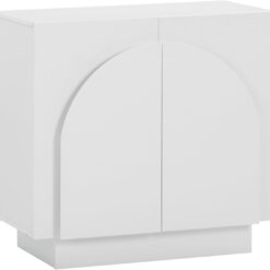 Nathan James Iris Mid-Century Modern White Wood Credenza with Arched Cabinet Doors for Living Room
