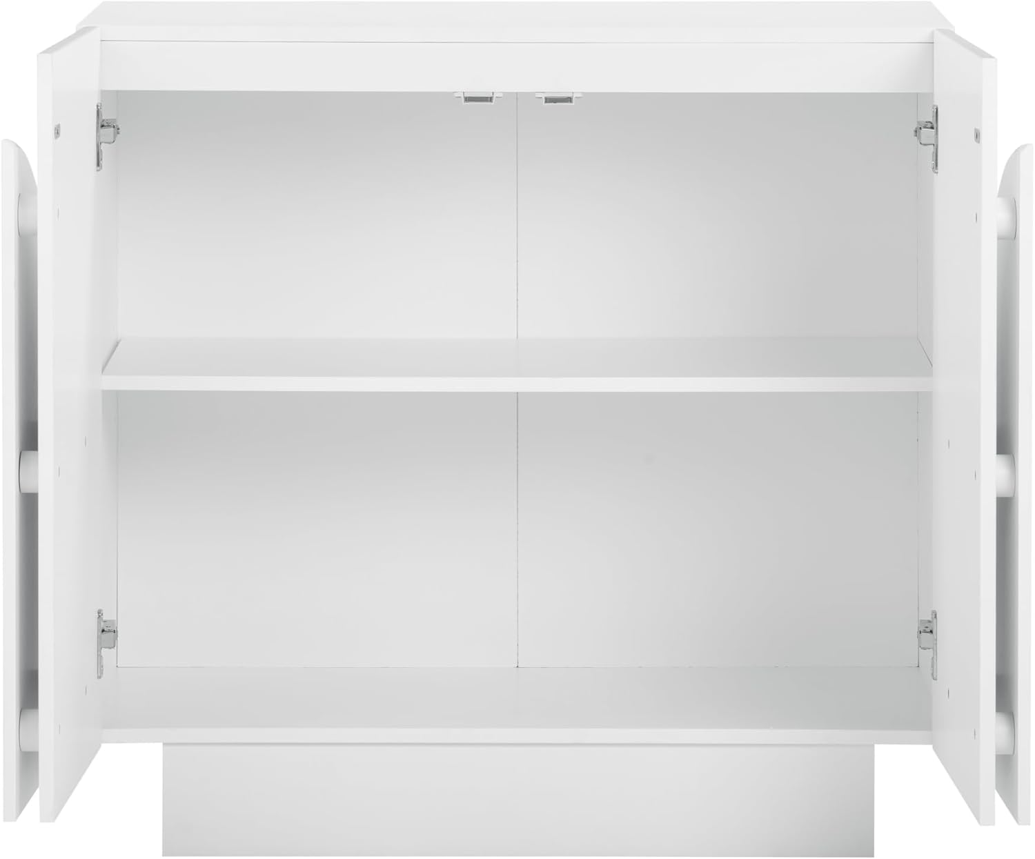 Nathan James Iris Mid-Century Modern White Wood Credenza with Arched Cabinet Doors for Living Room