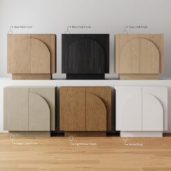 Nathan James Iris Mid-Century Modern White Wood Credenza with Arched Cabinet Doors for Living Room