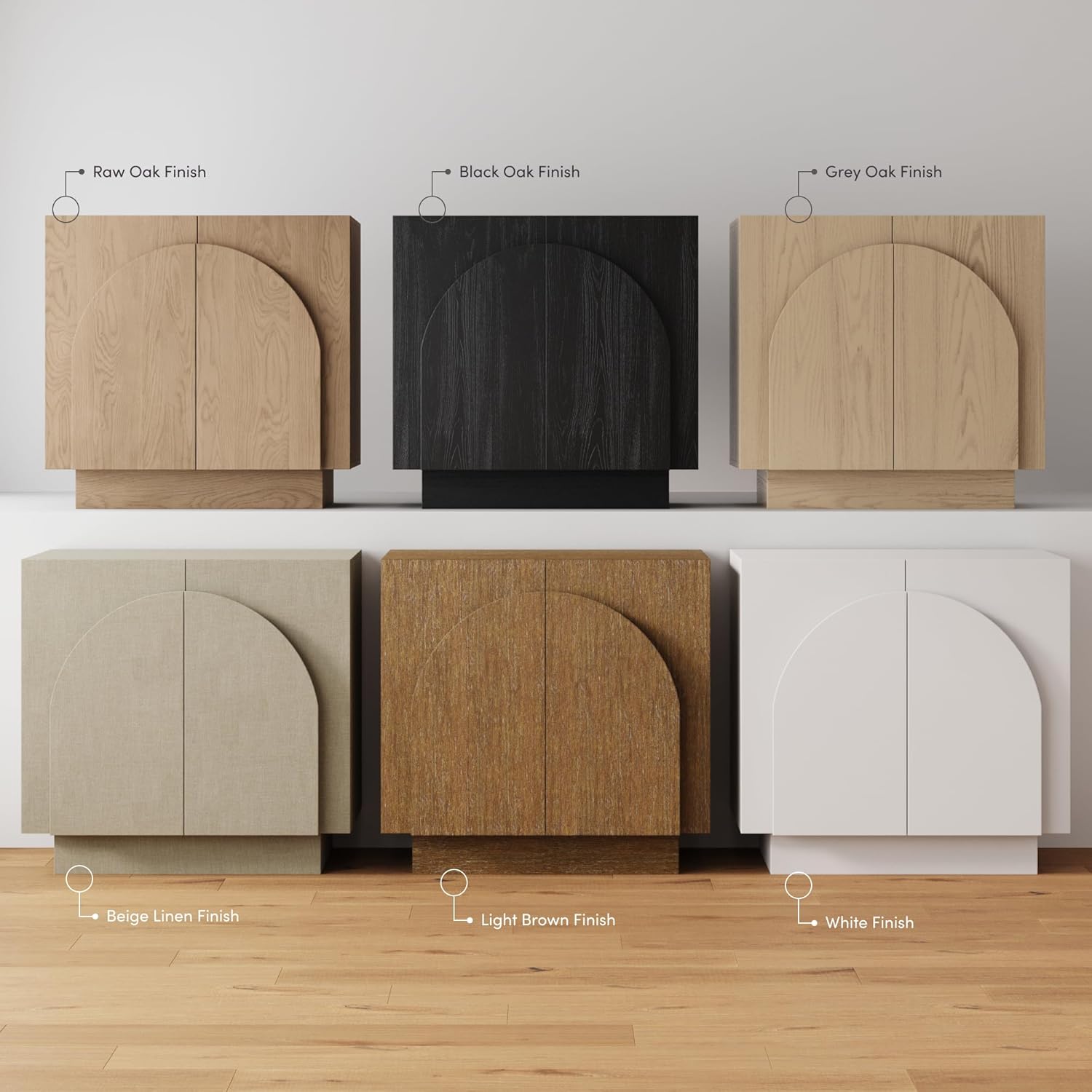 Nathan James Iris Mid-Century Modern White Wood Credenza with Arched Cabinet Doors for Living Room