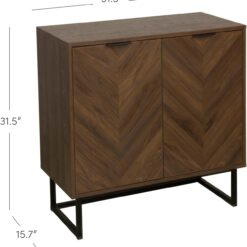 Nathan James Enloe Modern Sideboard Buffet Storage Accent Cabinet with Doors in a Rustic Walnut Finish and Black Matte Metal Base for Hallway, Entryway, Kitchen or Living Room, Walnut/Black