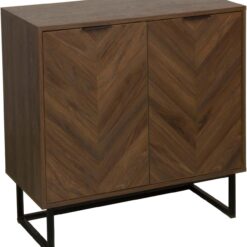 Nathan James Enloe Modern Sideboard Buffet Storage Accent Cabinet with Doors in a Rustic Walnut Finish and Black Matte Metal Base for Hallway, Entryway, Kitchen or Living Room, Walnut/Black