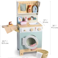 Tender Leaf Toys - Tender Leaf Laundrette - Wooden Laundry Play Set for Kids - Includes Washer/Dryer, Ironing Board, Basket, Pegs, and Accessories - Encourages Imaginative Role-Play - Age 3+