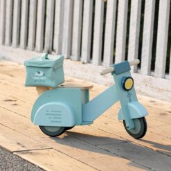 Tender Leaf Toys - Delivery Scooter - Wooden Ride-On Toy for Toddlers with Rubber Trimmed Wheels - Role-Play Scooter with Canvas Bag - Develop Social, Language and Gross Motor Skills - Age 2+