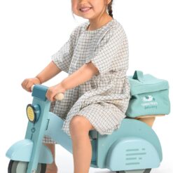 Tender Leaf Toys - Delivery Scooter - Wooden Ride-On Toy for Toddlers with Rubber Trimmed Wheels - Role-Play Scooter with Canvas Bag - Develop Social, Language and Gross Motor Skills - Age 2+