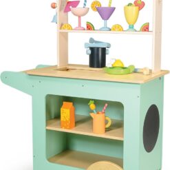 Tender Leaf Toys - Drinks Trolley - Colorful Wooden Mocktail Bar Play Set on Wheels - Interactive Stand with 27 Accessories for Boys and Girls - Encourages Imaginative Play and Social Skills - Age 3+