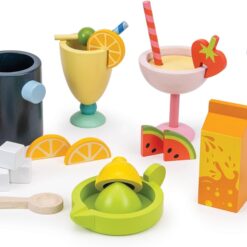 Tender Leaf Toys - Drinks Trolley - Colorful Wooden Mocktail Bar Play Set on Wheels - Interactive Stand with 27 Accessories for Boys and Girls - Encourages Imaginative Play and Social Skills - Age 3+