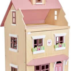 Tender Leaf Toys - Foxtail Villa - Beautiful Mid-Sized Wooden Town-Style Doll House with Starter Furniture Set - Miniature Play - Encourages Role-Play and Story Invention in Boys and Girls - Age 3+