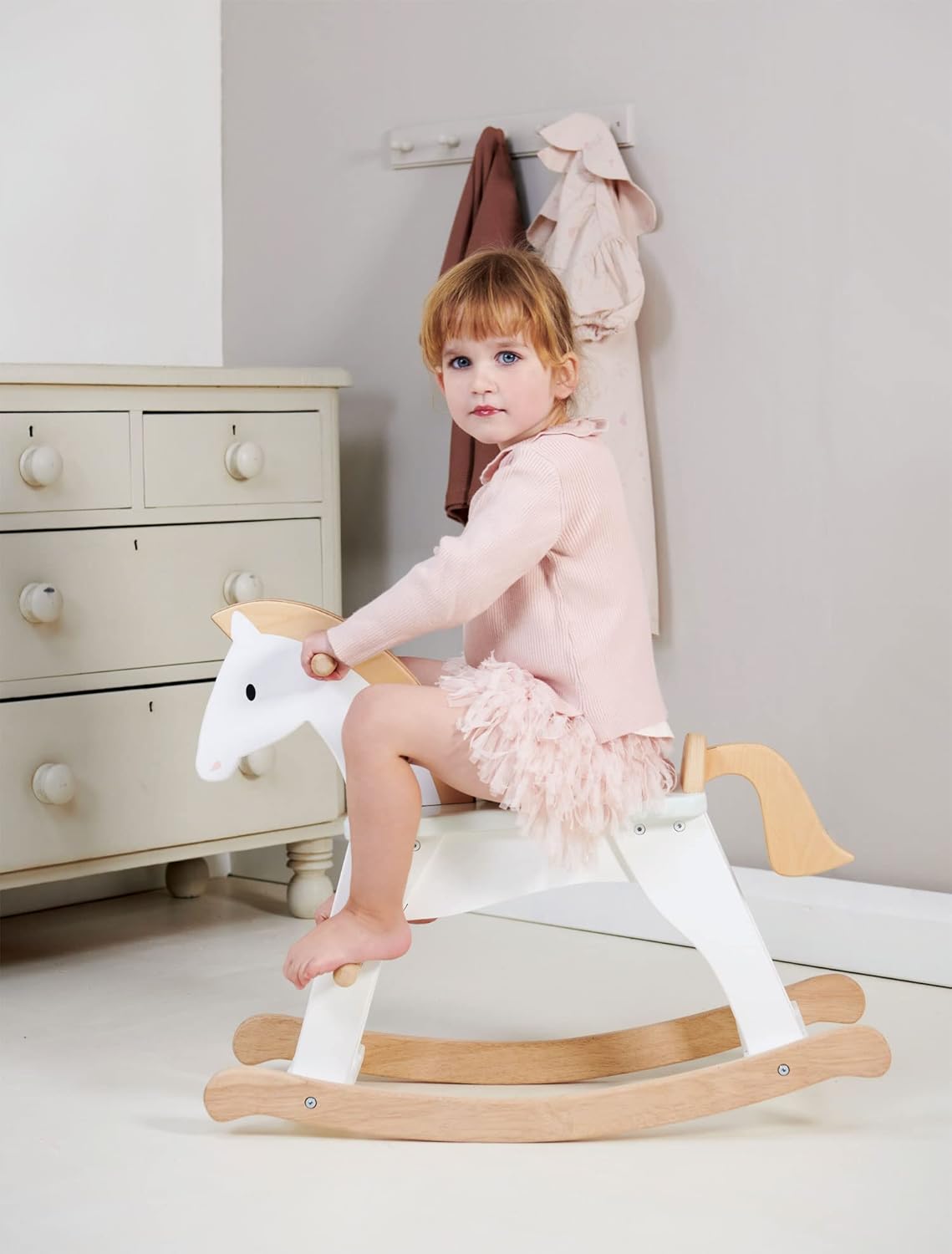 Tender Leaf Toys - Lucky Rocking Horse - Premium Wood Rocking Horse for Imaginative Play - Helps Cognitive and Physical Development in Toddler Boys and Girls - Age 12m+