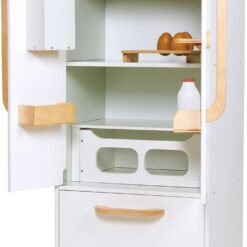 Tender Leaf Toys - Tenderleaf Refrigerator - Wooden Pretend Play Appliance for Kids with Ice Dispenser - Interactive and Realistic Refrigerator for Boys and Girls, Educational and Fun - Age 3 +