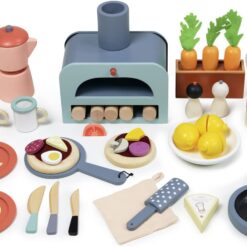 Tender Leaf Toys - La Fiamma Grand Kitchen - Two-Part Grand Wooden Kitchen with Accessories - Develops Social, Creative and Imaginative Skills, Gender-Neutral - Age 3+