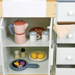 Tender Leaf Toys - La Fiamma Grand Kitchen - Two-Part Grand Wooden Kitchen with Accessories - Develops Social, Creative and Imaginative Skills, Gender-Neutral - Age 3+