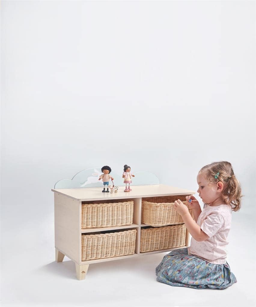 Tender Leaf Toys - Bunny Storage Unit - Wooden Toy Storage Organizer with 4 Baskets Drawers for Kids - Toys and Books in Playroom, Nursery or Children's Room - Age 3 +