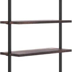 Nathan James Theo 6-Shelf Tall Bookcase, Wall Mount Bookshelf with Natural Wood Finish and Industrial Metal Frame, Nutmeg/Matte Black