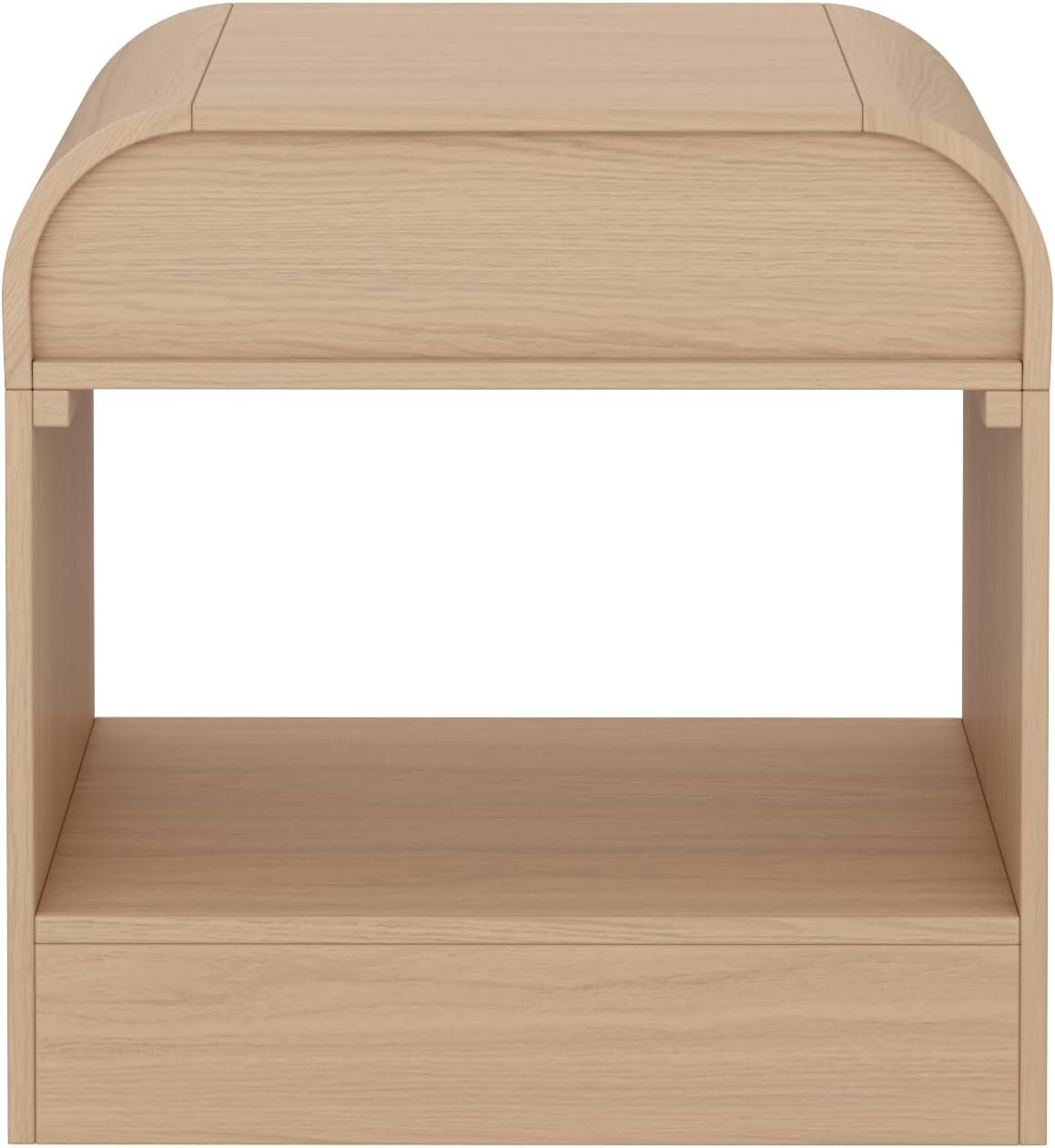 Nathan Jamea Iris Mid-Century Modern Nightstand with Drawer, End Table with Storage for Bedroom or Living Room with Rounded Silhouette, Light Oak
