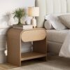Nathan James Iris Mid-Century Modern Nightstand with Drawer, Wooden Bedside Table for Bedroom or Living Room with Rounded Silhouette
