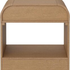 Nathan James Iris Mid-Century Modern Nightstand with Drawer, Wooden Bedside Table for Bedroom or Living Room with Rounded Silhouette