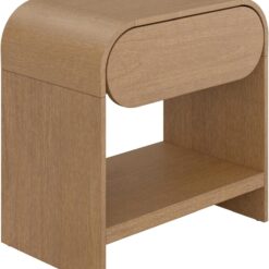 Nathan James Iris Mid-Century Modern Nightstand with Drawer, Wooden Bedside Table for Bedroom or Living Room with Rounded Silhouette