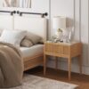 Nathan James Jasper Mid-Century Modern Nighstand, Side Table with Storage and Fluted Drawer Doors with Brass Handles, Natural Brown
