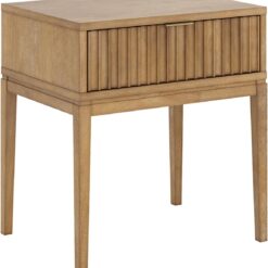 Nathan James Boho Jasper Wood Nightstand with Drawer, Fluted Side Table or End Table with Storage, Light Brown